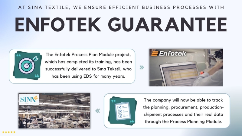 AT SINA TEXTILE, WE ENSURE EFFICIENT BUSINESS PROCESSES WITH ENFOTEK GUARANTEE